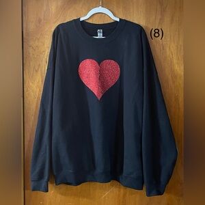 Black Sweatshirt with Red Glitter Heart